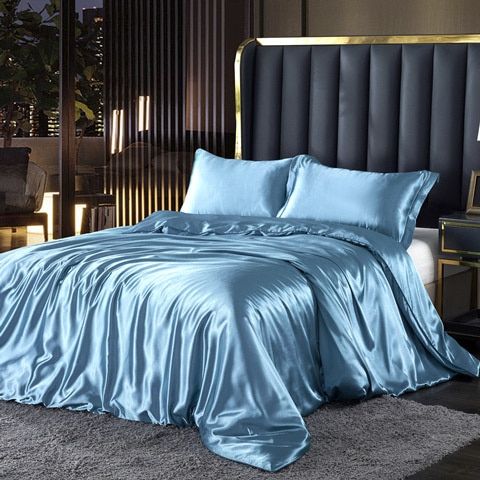 4-teiliges Seidensatin-Bettwäscheset in Luxusqualität