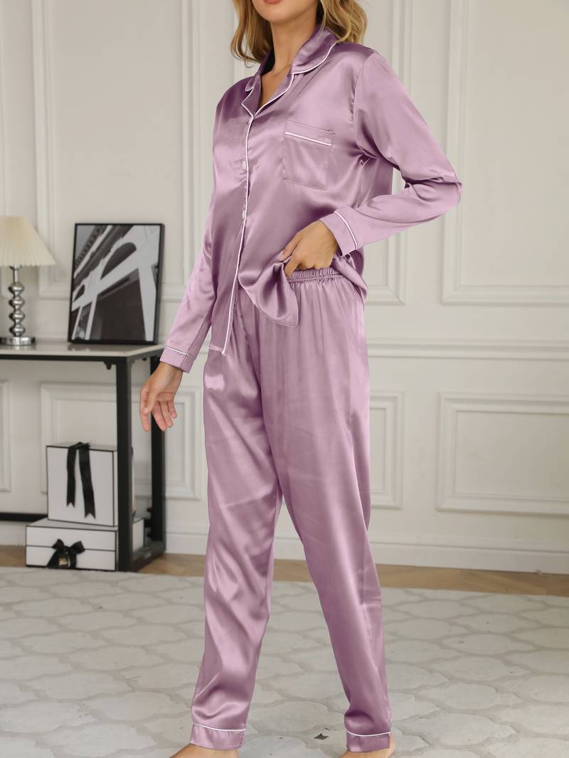 Luxus Satin-Damenpyjama-Set - Eleganz und Komfort