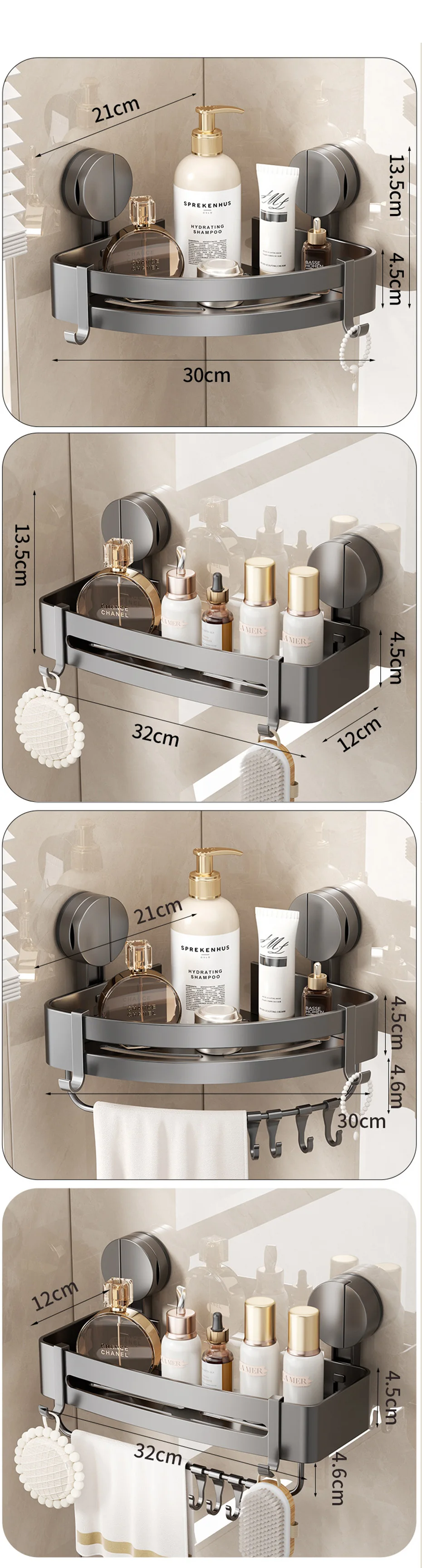Luxus-Badezimmerregal mit Saugnapf ohne Bohren