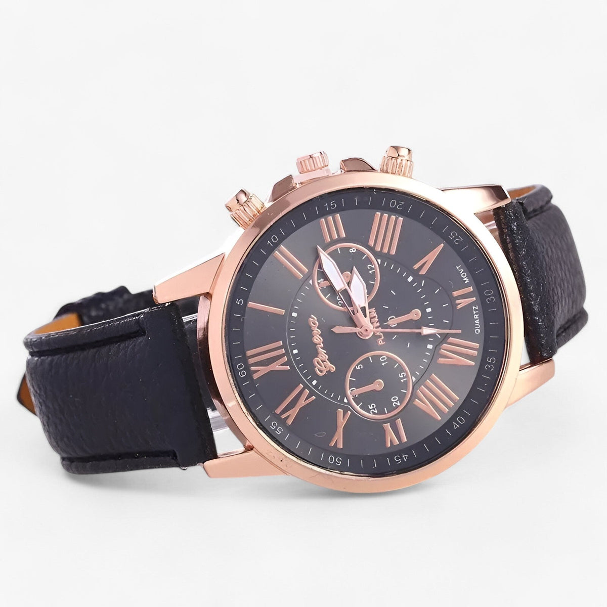 Wasserdichte Luxus-Damenuhr mit Lederarmband