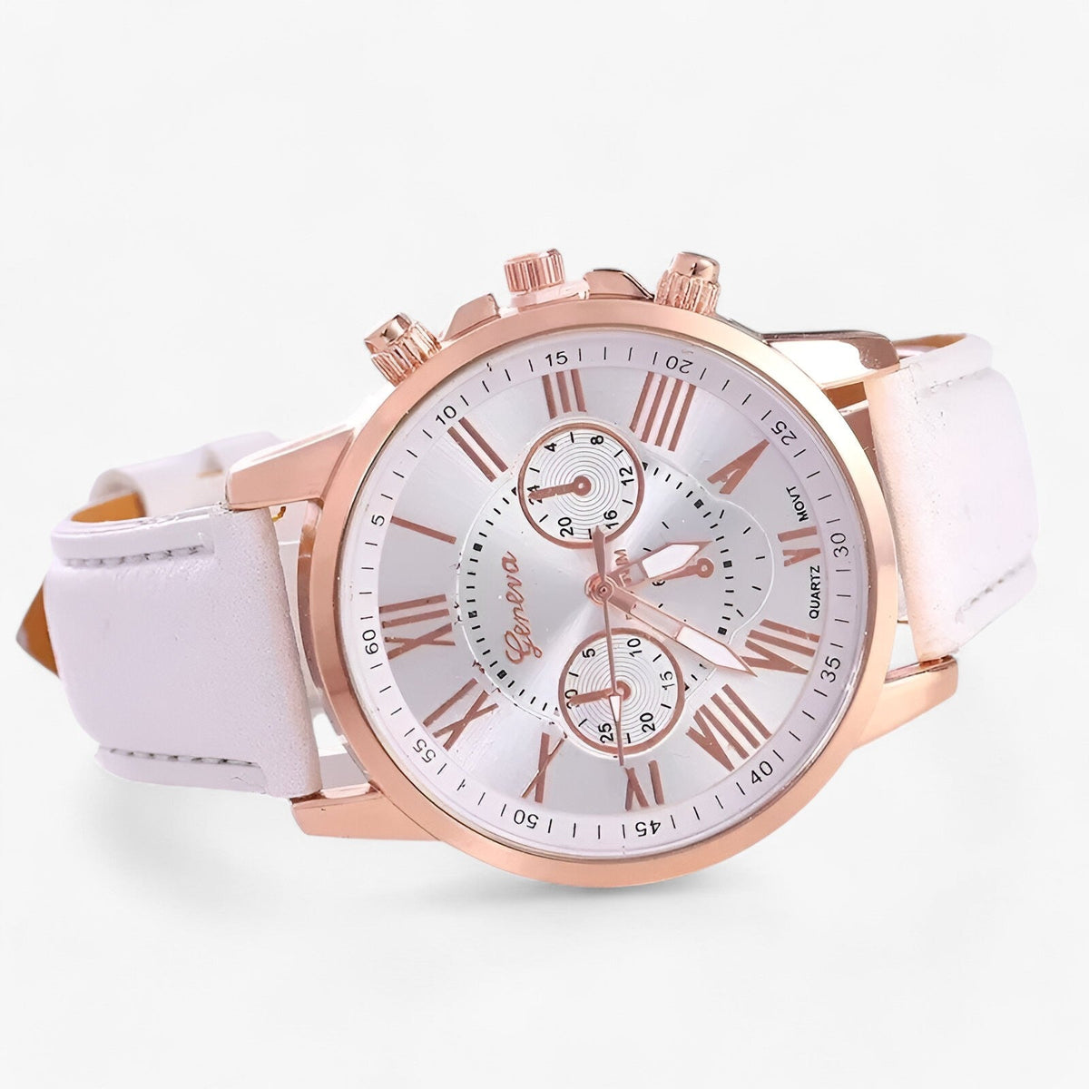 Wasserdichte Luxus-Damenuhr mit Lederarmband
