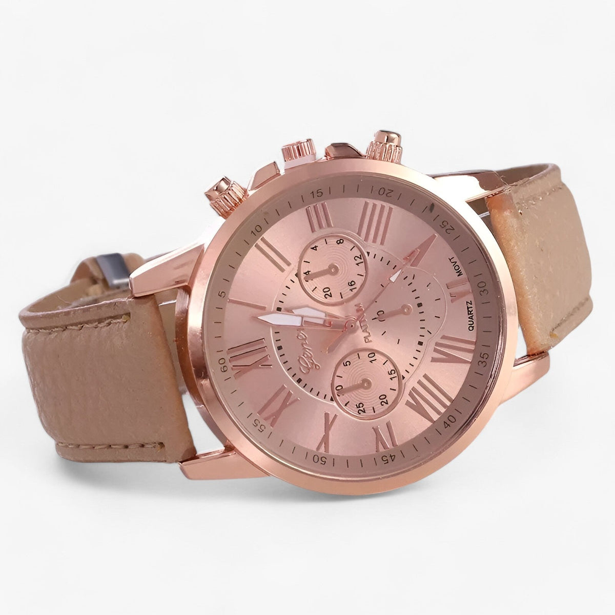 Wasserdichte Luxus-Damenuhr mit Lederarmband