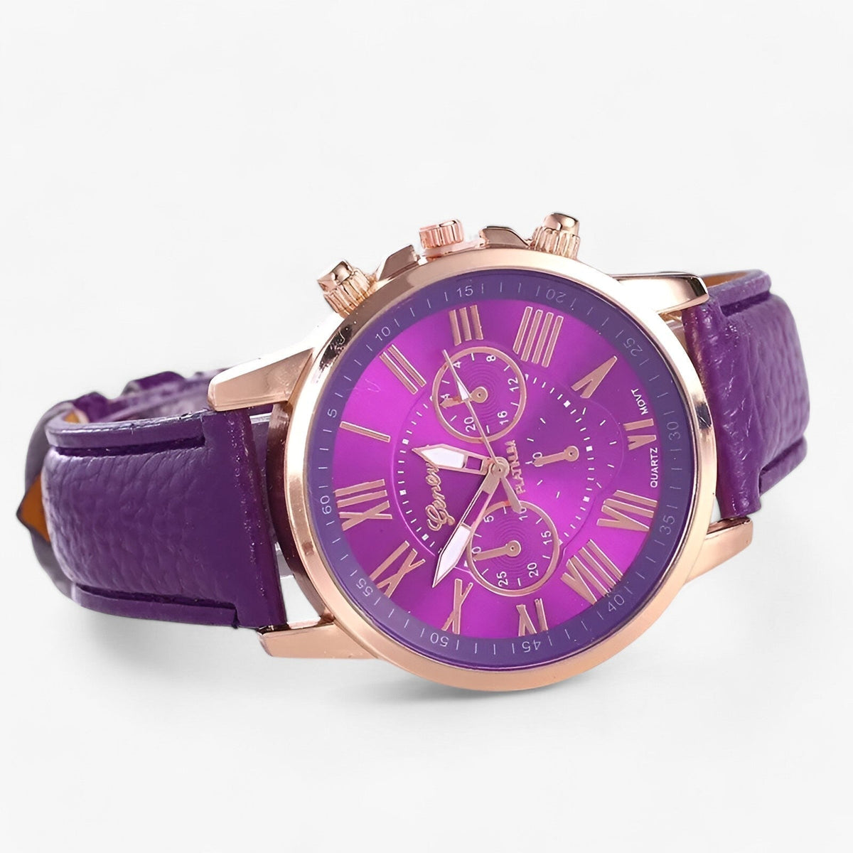 Wasserdichte Luxus-Damenuhr mit Lederarmband