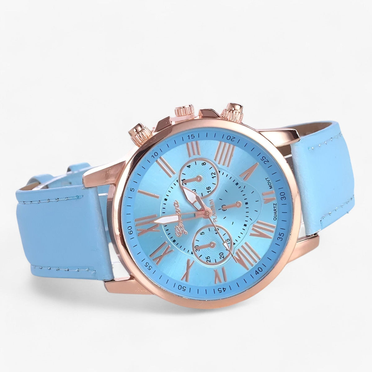 Wasserdichte Luxus-Damenuhr mit Lederarmband