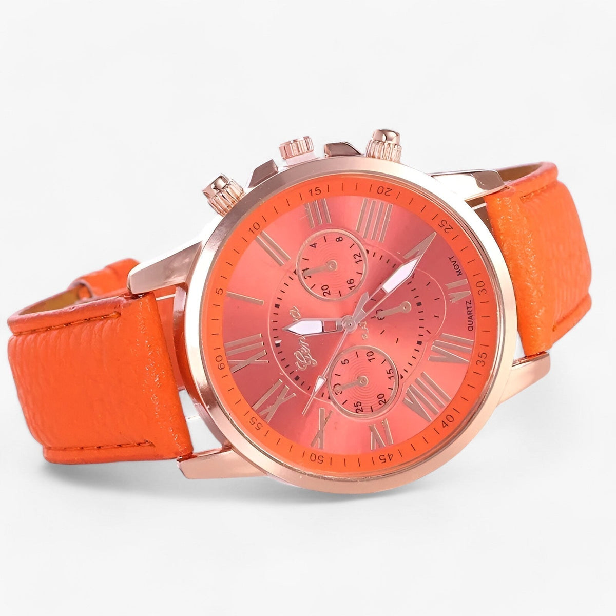 Wasserdichte Luxus-Damenuhr mit Lederarmband