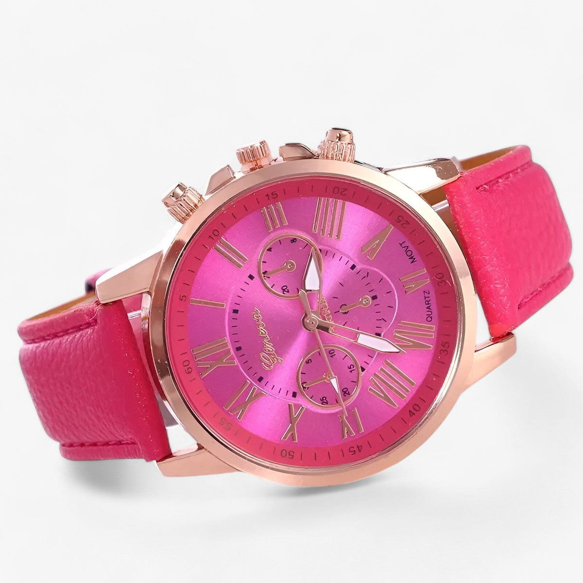 Wasserdichte Luxus-Damenuhr mit Lederarmband