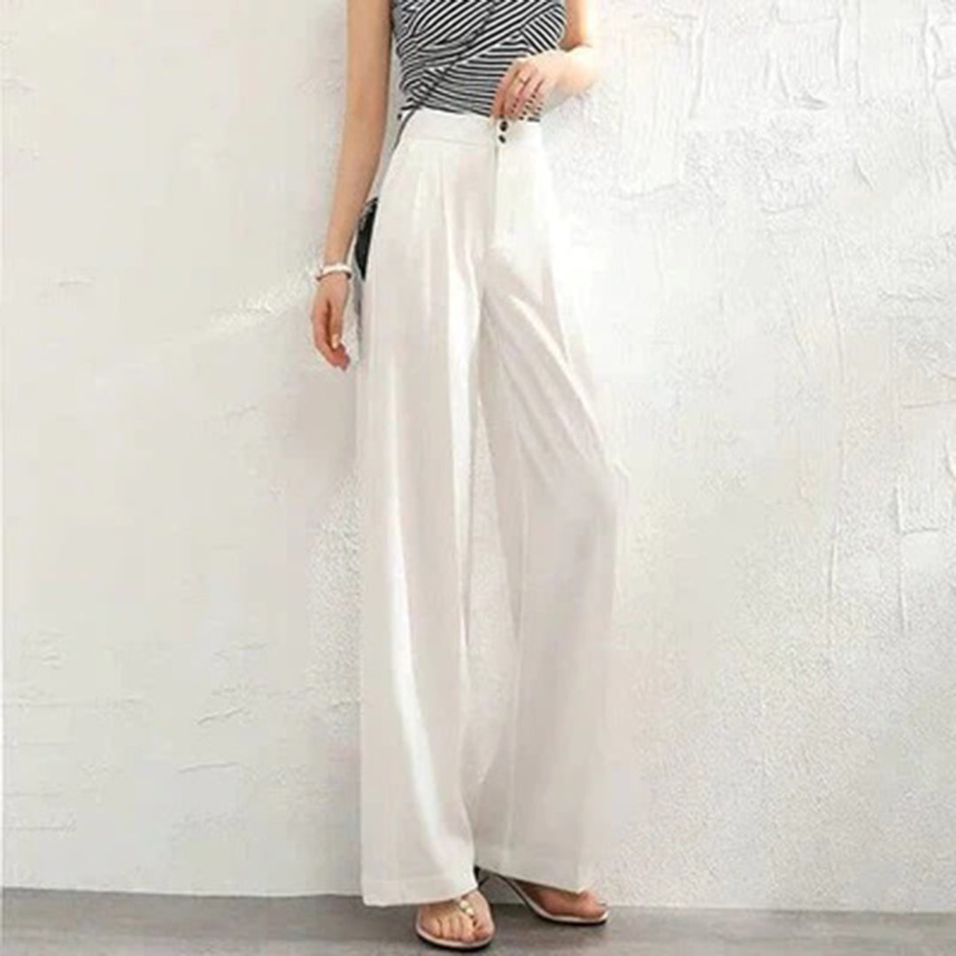 Damenhose mit hoher Taille und weitem Bein