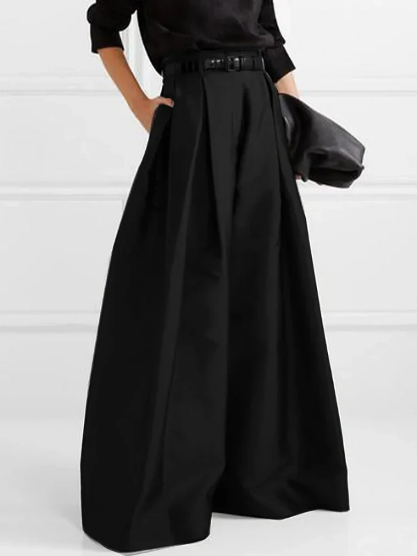 Damenhose mit hoher Taille und weitem Bein in Dunkelblau