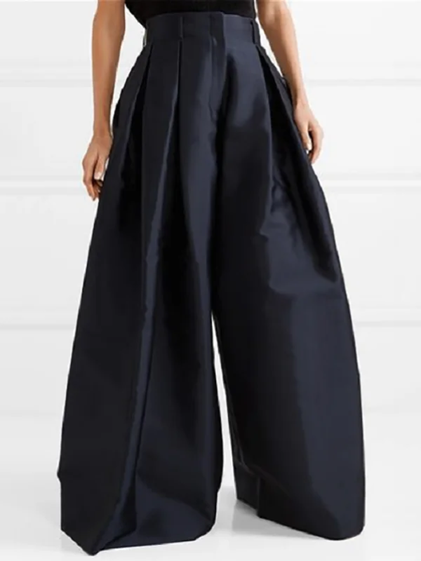 Damenhose mit hoher Taille und weitem Bein in Dunkelblau