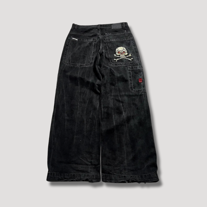 Schwarze Jeans mit hoher Taille und weitem Bein