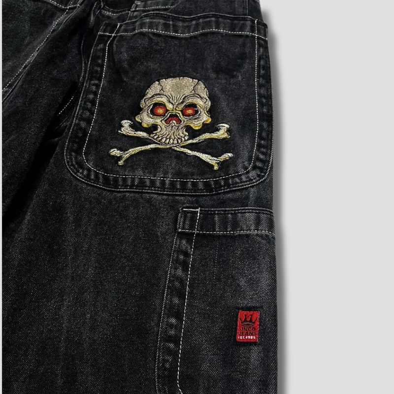 Schwarze Jeans mit hoher Taille und weitem Bein