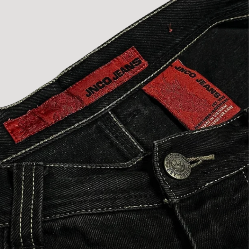 Schwarze Jeans mit hoher Taille und weitem Bein