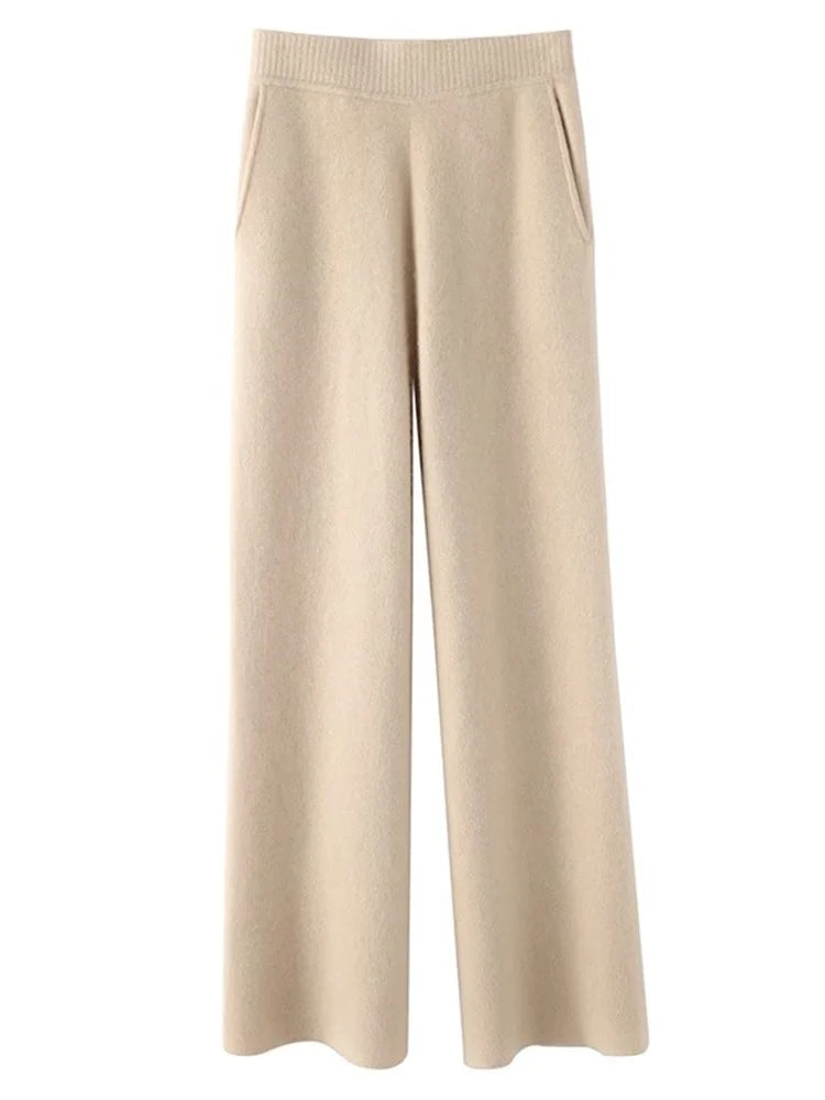 Bequeme Kaschmirhose mit hoher Taille für ganztägige Wärme und Weichheit
