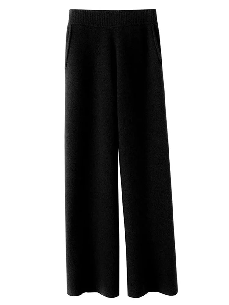 Bequeme Kaschmirhose mit hoher Taille für ganztägige Wärme und Weichheit