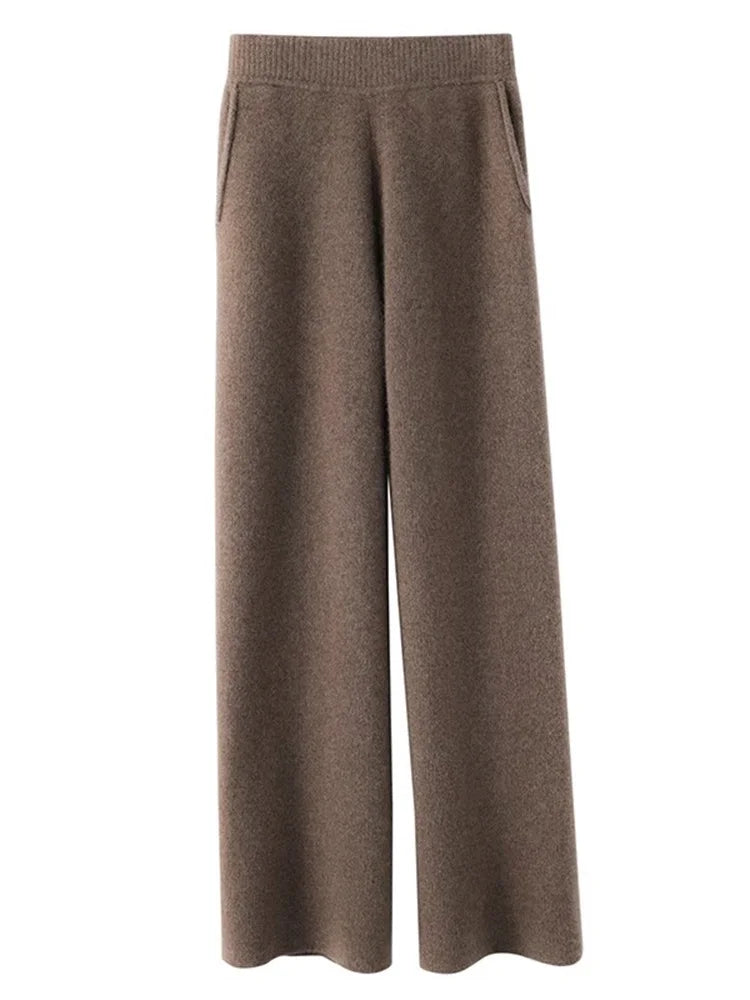 Bequeme Kaschmirhose mit hoher Taille für ganztägige Wärme und Weichheit