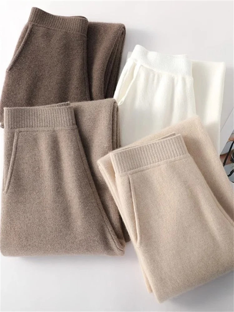 Bequeme Kaschmirhose mit hoher Taille für ganztägige Wärme und Weichheit