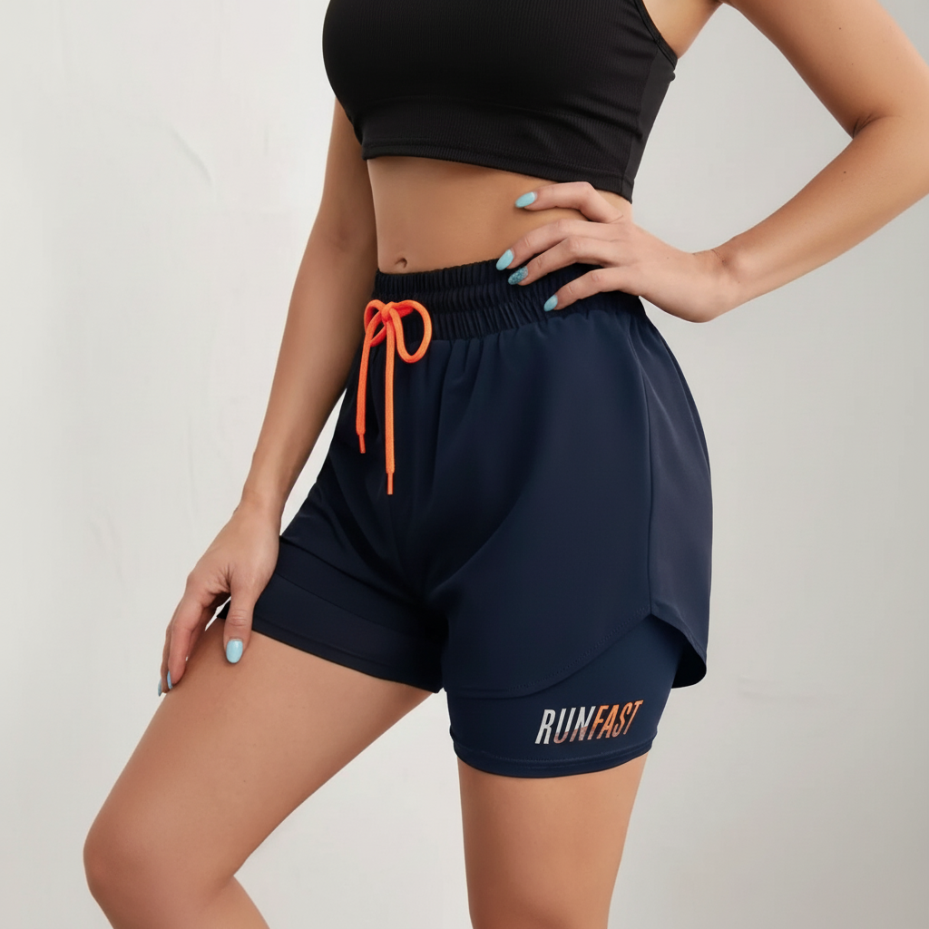 Sport-Shorts mit hoher Taille