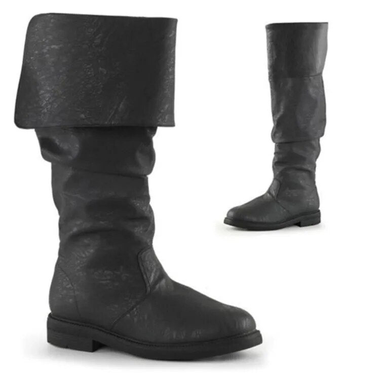 Hohe Herrenstiefel mit Jeansmuster