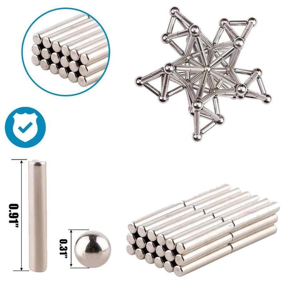 Magnetische Stahlstäbe und Kugeln