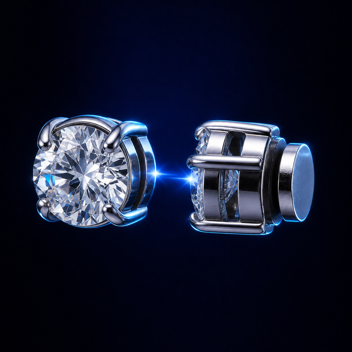 Magnetische Diamant-Ohrstecker ohne Ohrloch
