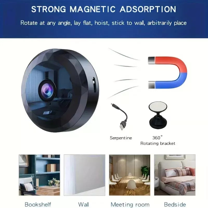 Magnetische Mini-WLAN-Überwachungskamera – 1080P HD | Nachtsicht und Bewegungssensor