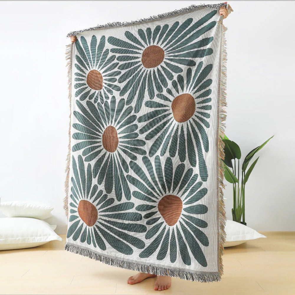 Gewebte Decke mit Margeriten-Blumenmuster