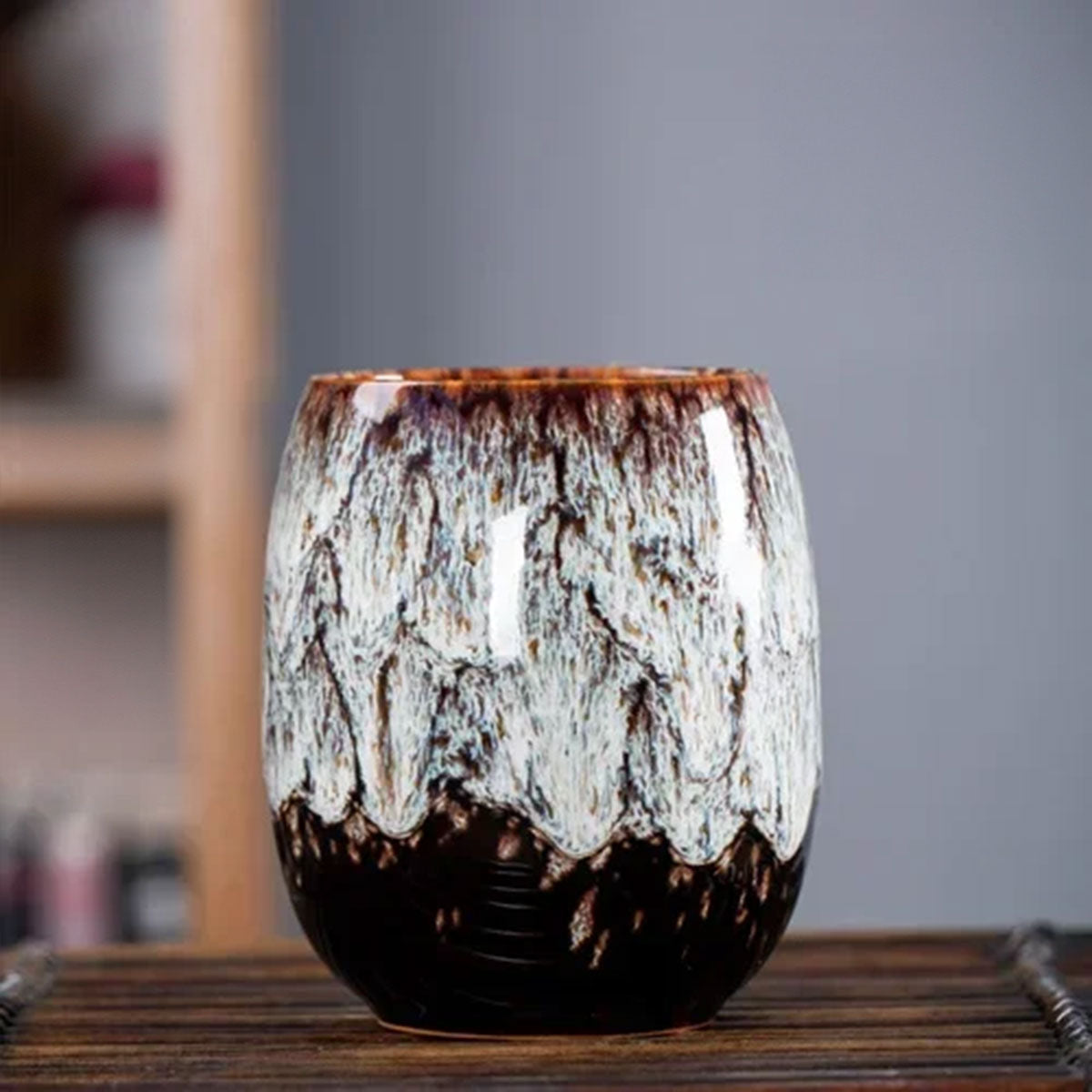 Keramik-Kaffeetasse mit Marmormuster | 10 oz mit Goldgriff | Mit elegantem Wirbelmuster