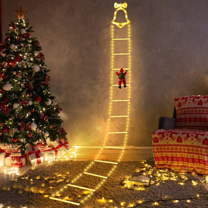 Kletternder Weihnachtsmann – Animierte weihnachtliche Leuchtleiter mit Fernbedienung