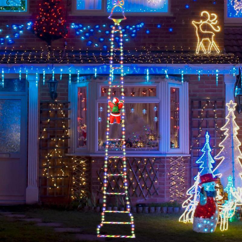 Kletternder Weihnachtsmann – Animierte weihnachtliche Leuchtleiter mit Fernbedienung