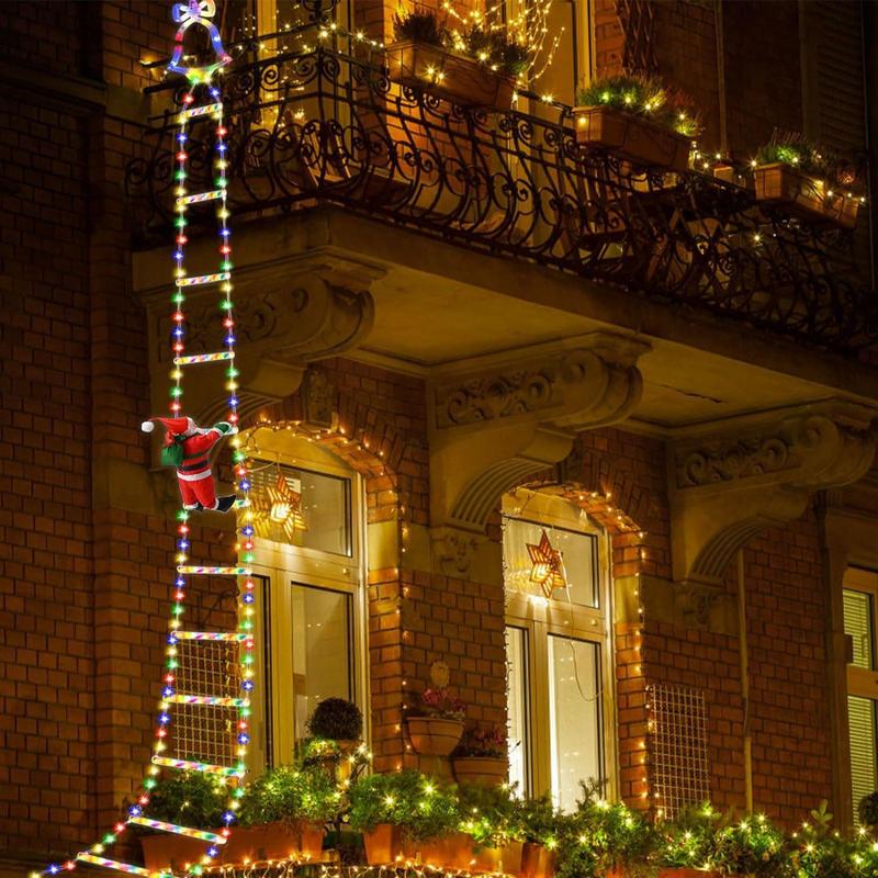 Kletternder Weihnachtsmann – Animierte weihnachtliche Leuchtleiter mit Fernbedienung