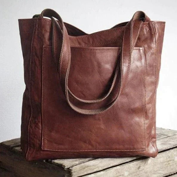 Maxi-Schultertasche aus Leder