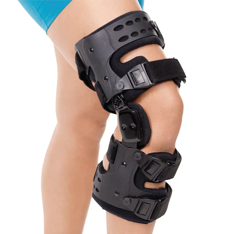 Medizinische Entlastungs-Knieorthese bei Arthrose, unikompartimentelle Orthese mit Varus- und Valgus-Korrektur, medialer und lateraler Entlastung sowie einstellbarer Bewegungskontrolle