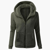 Warme Damen-Fleecejacke mit Reissverschluss und Kapuze