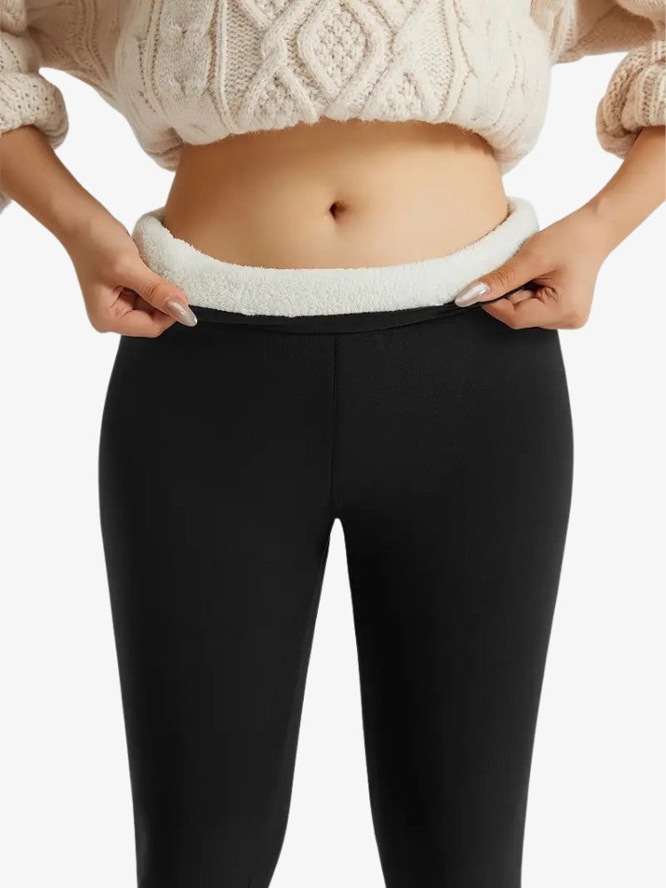 Warme Damen-Sportleggings mit hohem Bund – Mit Fleece gefütterte Thermo-Leggings für Winteraktivitäten