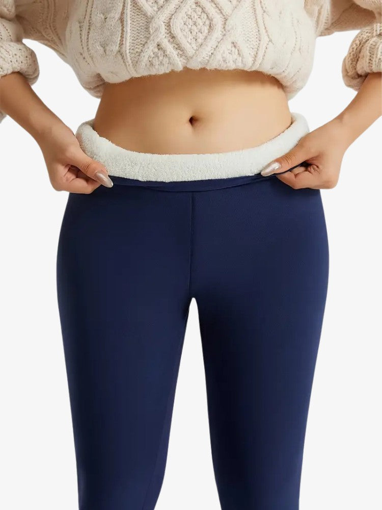 Warme Damen-Sportleggings mit hohem Bund – Mit Fleece gefütterte Thermo-Leggings für Winteraktivitäten