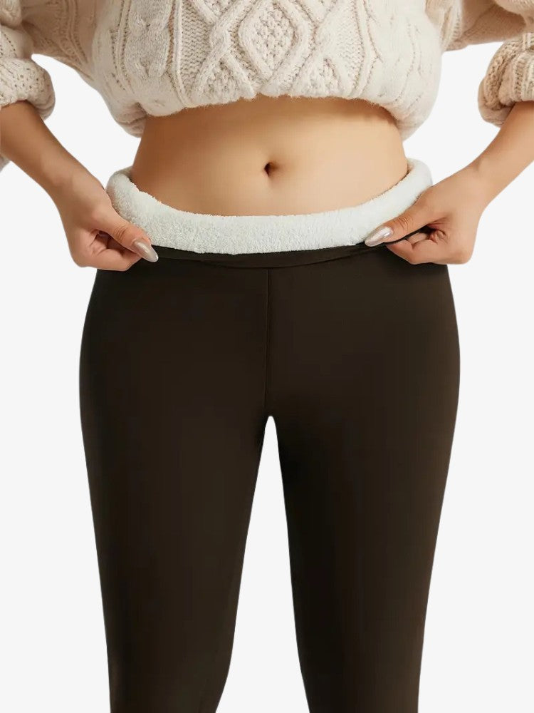 Warme Damen-Sportleggings mit hohem Bund – Mit Fleece gefütterte Thermo-Leggings für Winteraktivitäten