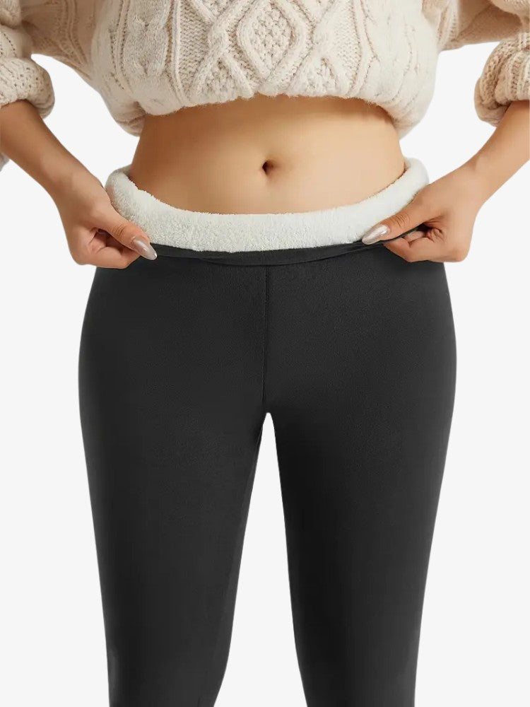 Warme Damen-Sportleggings mit hohem Bund – Mit Fleece gefütterte Thermo-Leggings für Winteraktivitäten