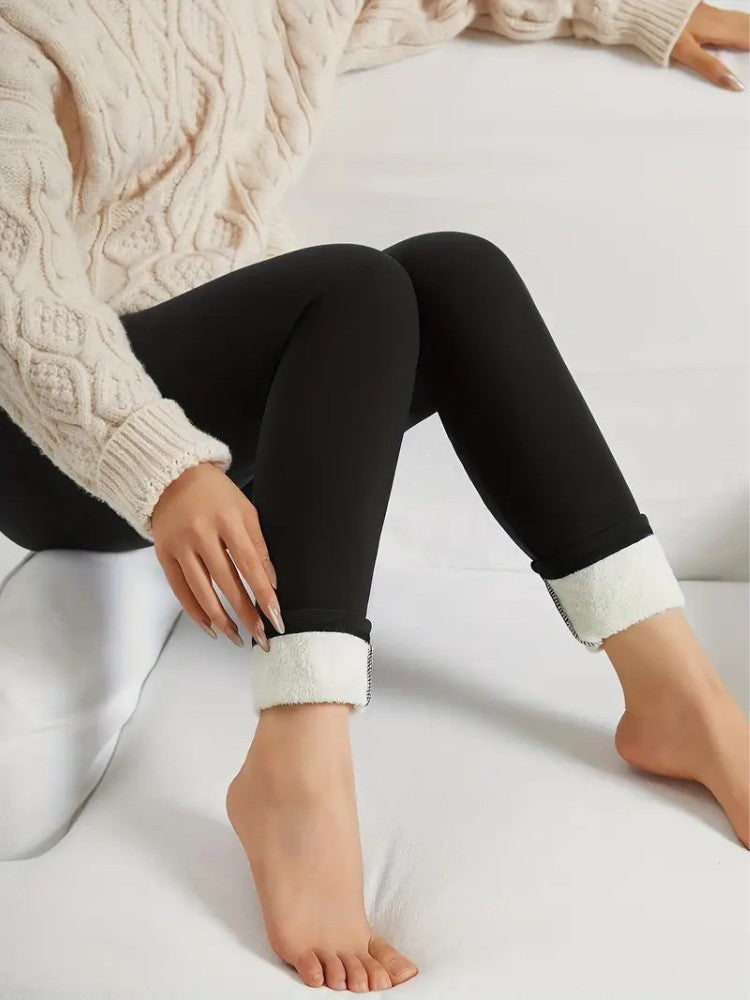Warme Damen-Sportleggings mit hohem Bund – Mit Fleece gefütterte Thermo-Leggings für Winteraktivitäten