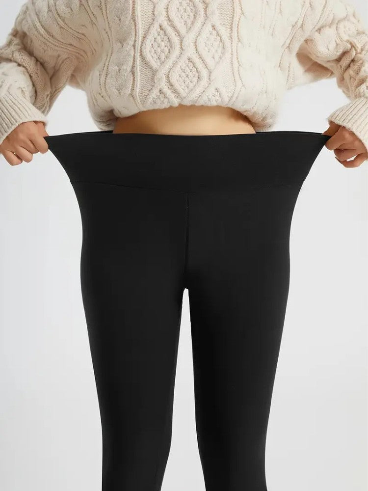 Warme Damen-Sportleggings mit hohem Bund – Mit Fleece gefütterte Thermo-Leggings für Winteraktivitäten