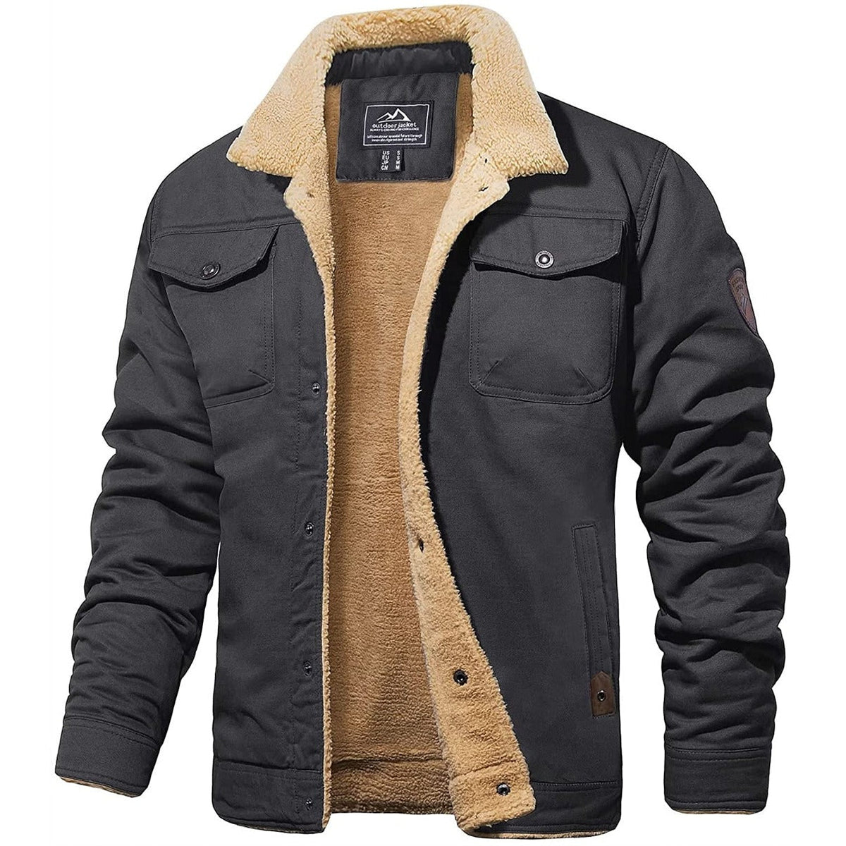 Warme Herren-Arbeitsjacke mit Sherpa-Futter