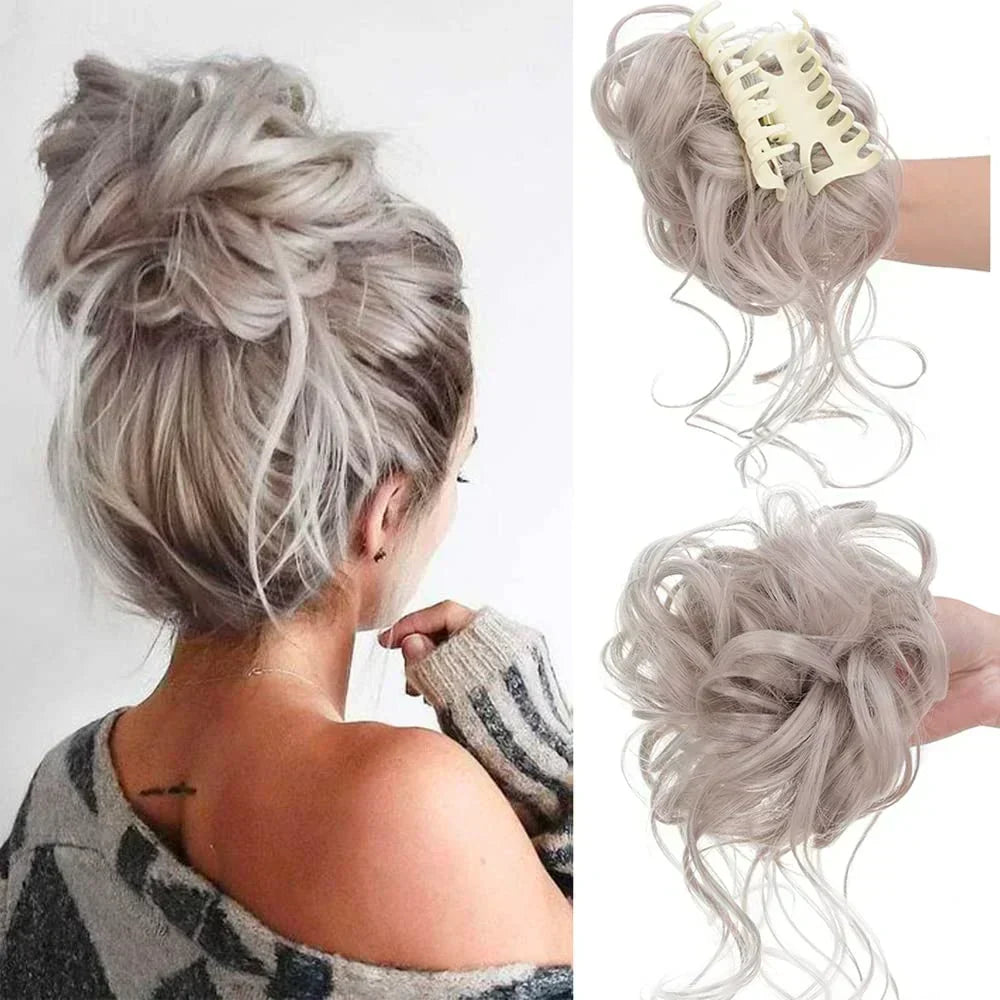 Messy-Dutt mit Haarklammer und vollen Locken für Damen