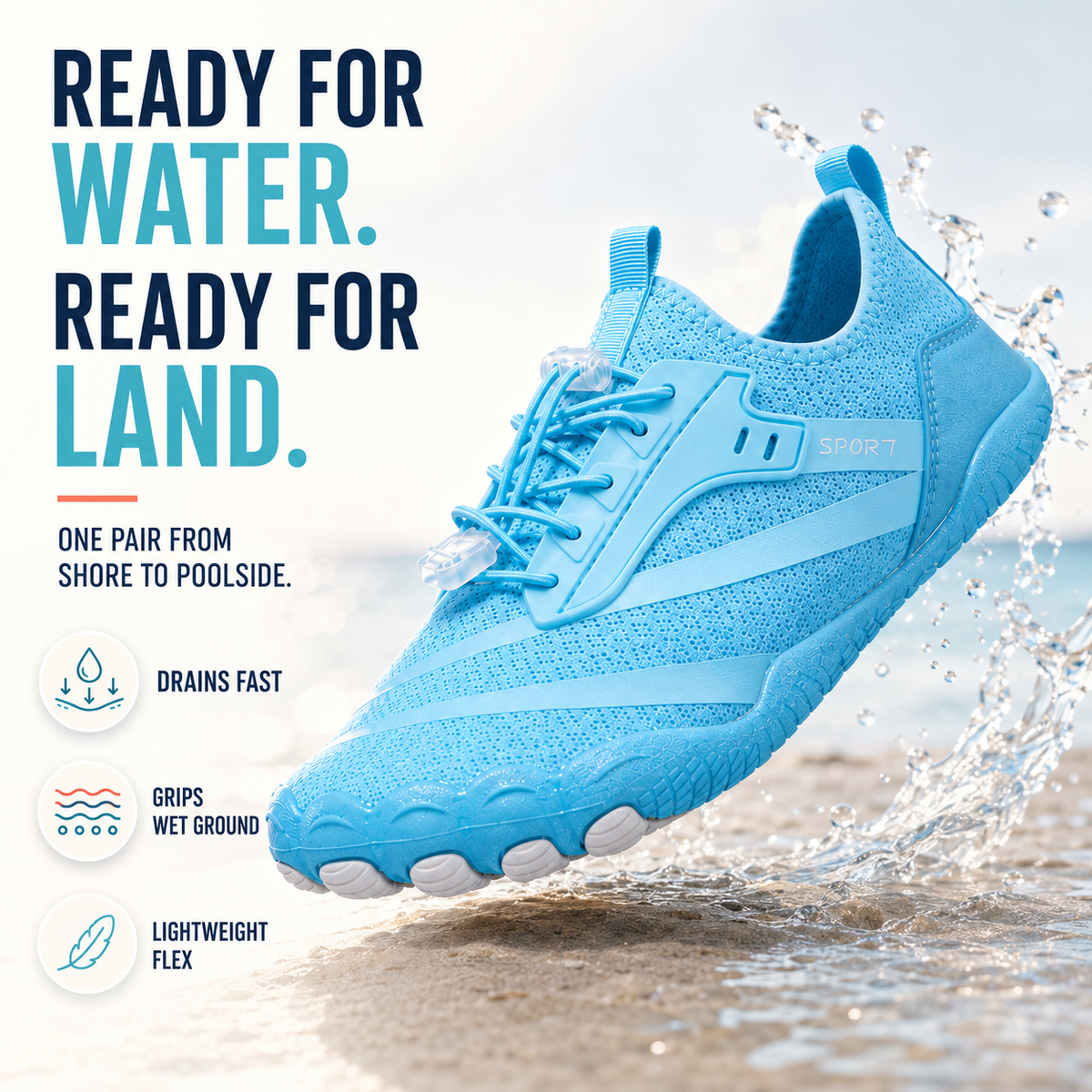 Barfuss-Wasserschuhe | Schnelltrocknende, rutschfeste Strandschuhe