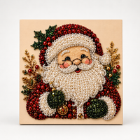 Leinwand-Set mit Weihnachtsmann-Muster und Perlen in verschiedenen Grössen