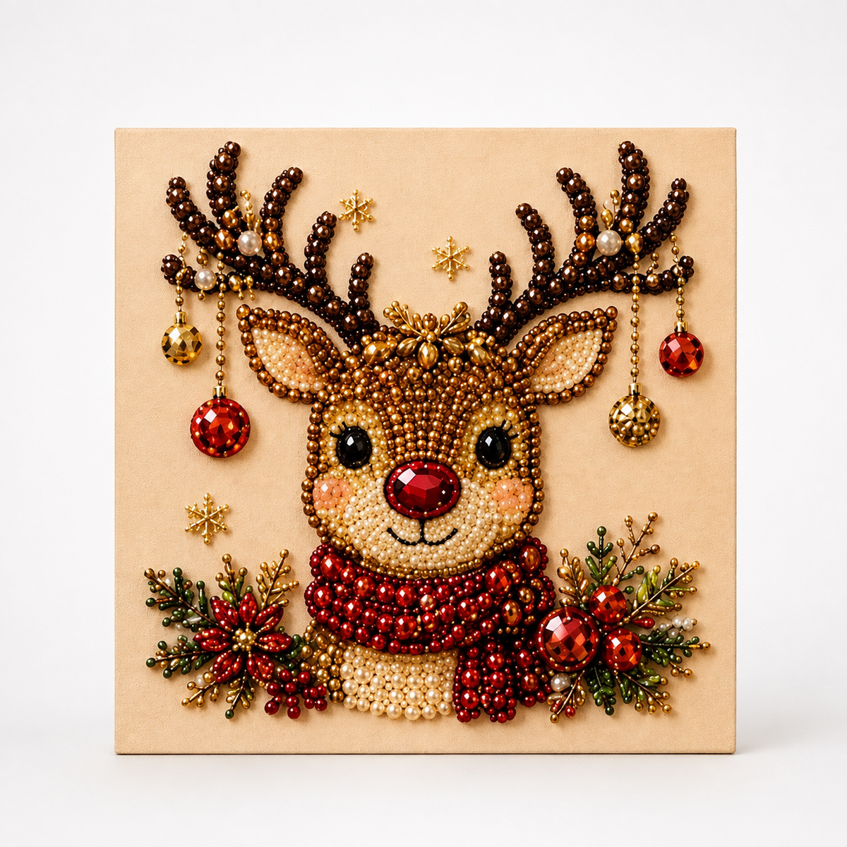 Leinwand-Set mit Weihnachtsmann-Muster und Perlen in verschiedenen Grössen
