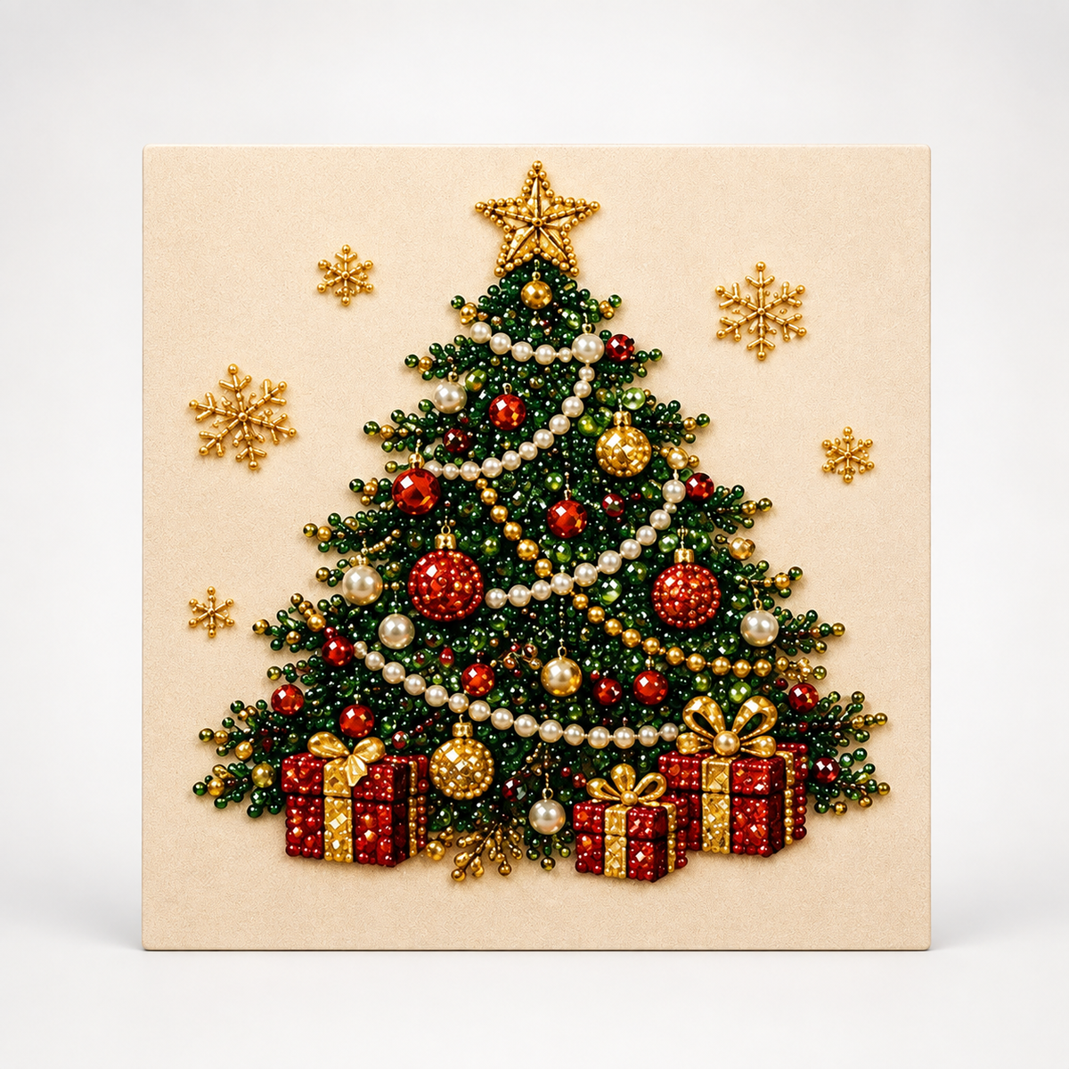 Leinwand-Set mit Weihnachtsmann-Muster und Perlen in verschiedenen Grössen