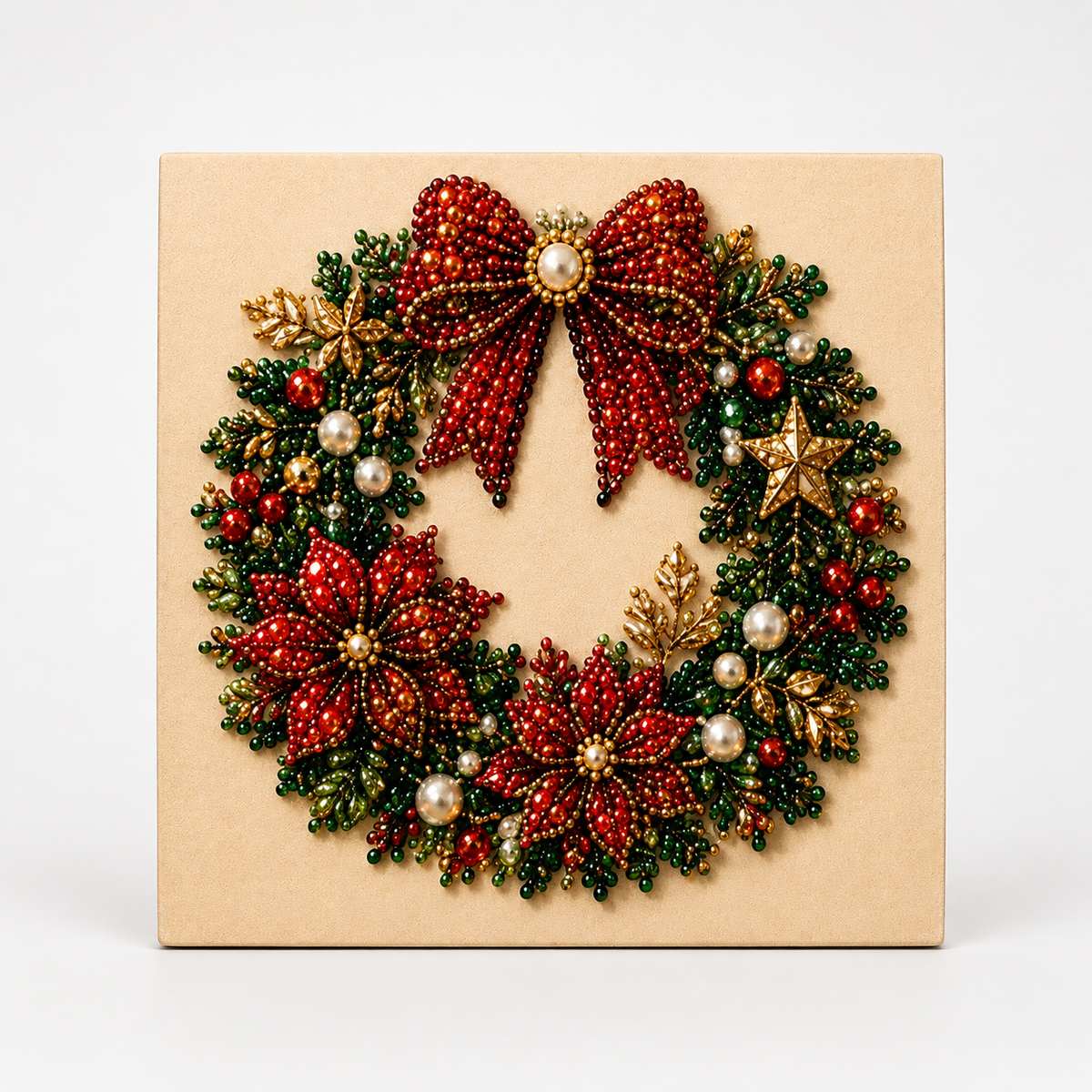 Leinwand-Set mit Weihnachtsmann-Muster und Perlen in verschiedenen Grössen