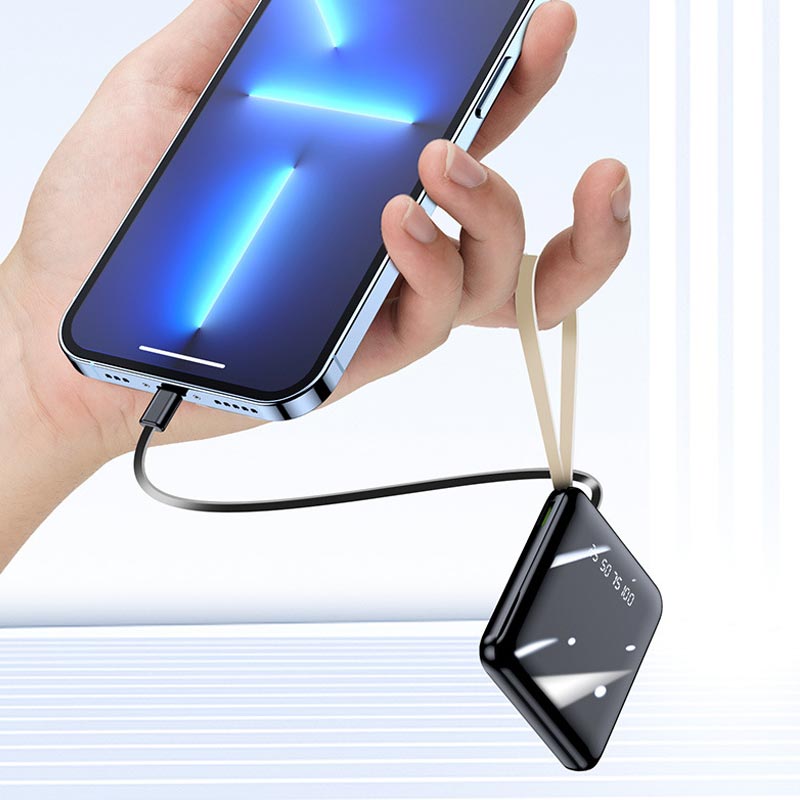 Mini Powerbank 20000 mAh mit integrierten Kabeln