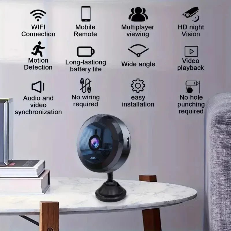 Mini-WLAN-Kamera mit 1080p-HD, Nachtsicht und Bewegungserkennung