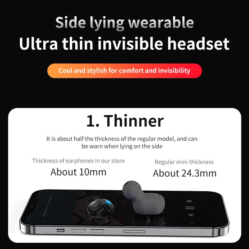 Minimalistisches, ultradünnes kabelloses HiFi-Headset zum Schlafen und für Komfort