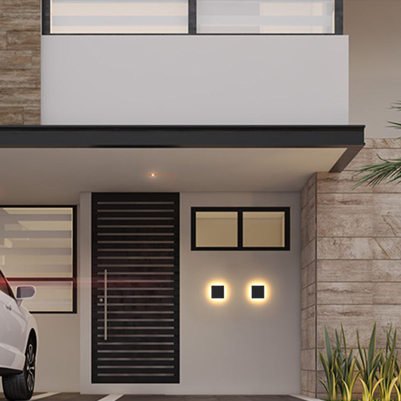 Minimalistische schwarze Metall LED-Wandleuchte für Garten und Flur